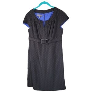 DONNA RICCO NEW YORK Sz 8 Textured Knee Length Dress Black LBD Office Boss Lady